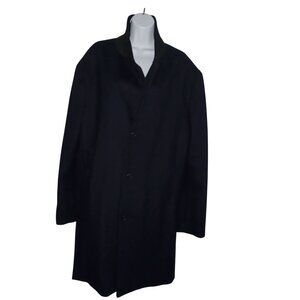 Merona Wool Blend Bulky Frock Overcoat Men XL Navy Single Breasted Button Lined